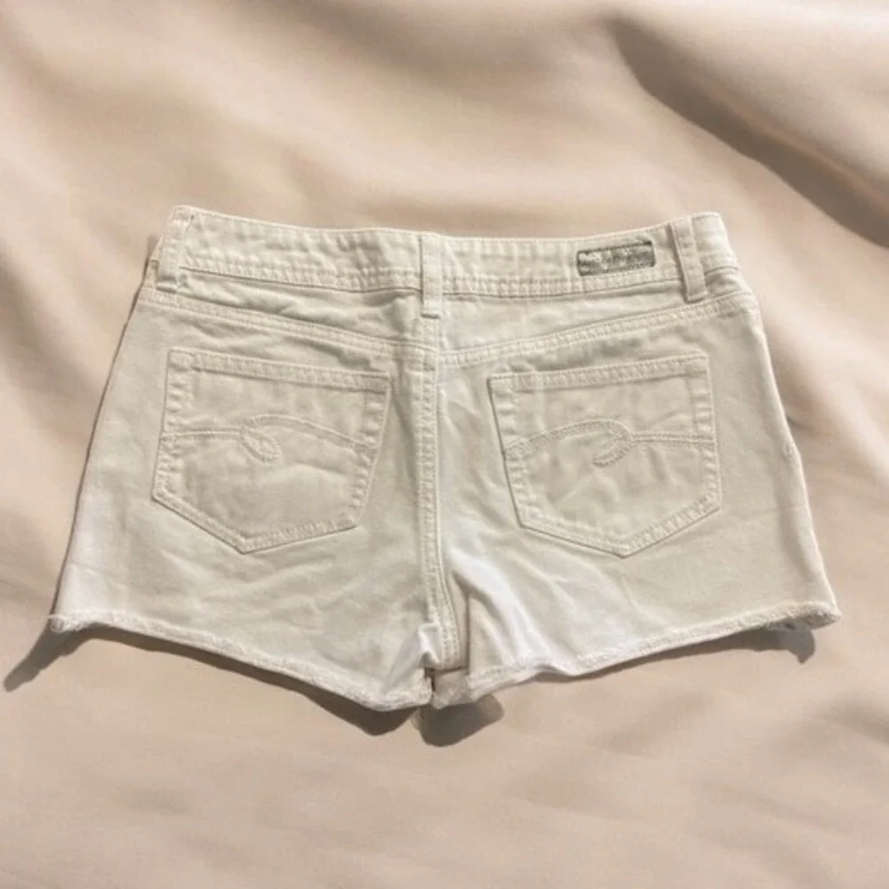 Justice Girls White Denim Shorts Size 16R Frayed Hem Casual‎ Summer